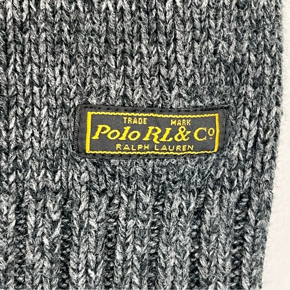 VINTAGE POLO RALPH LAUREN Men’s SWEATER Sz M Heather Black Gray Heritage Preppy